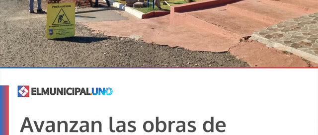 Avanzan las obras de refacción en el edificio municipal con mejoras en veredas y espacios comunes